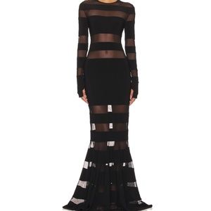 Black and black mesh gown
